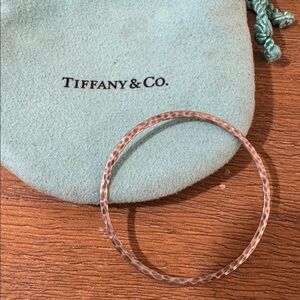 Tiffany & Co. Silver Textured Pendant with Teal Pouch